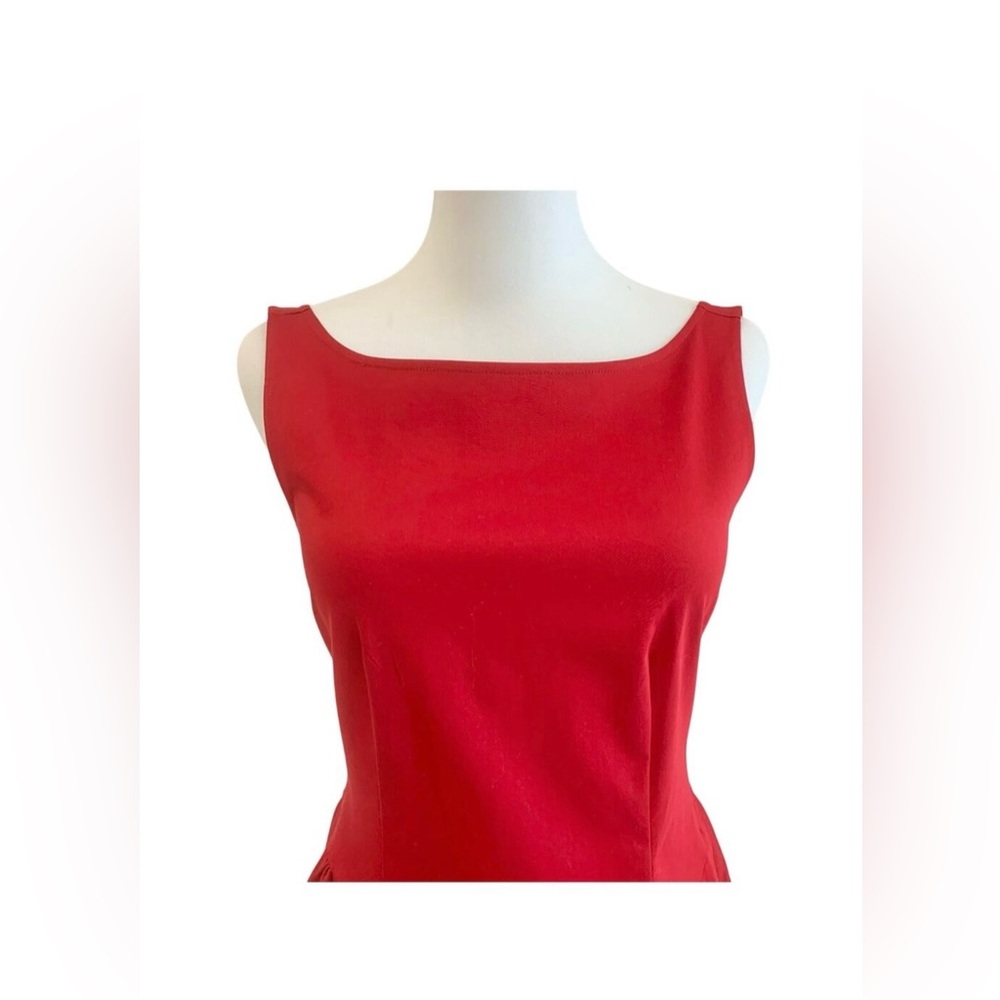 Helsa Red Stretch Cotton Sateen Midi Dress Size Medium NWOT - Picture 7 of 9